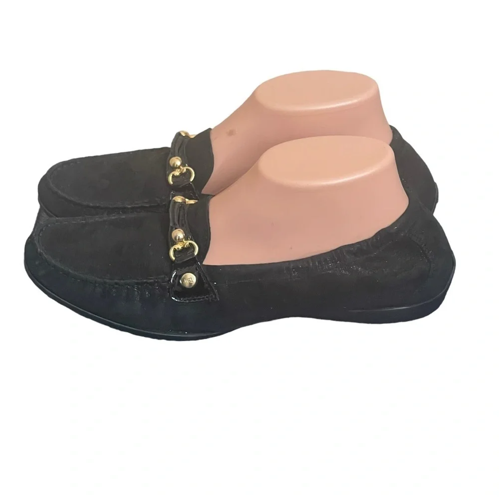 AGL‎ Black metallic suede loafers size 39.5